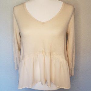 French Connection Ivory dip hem loose blouse Sz Sm